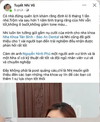 Cảm nhận khách hàng chia sẻ về Bảo An Dental