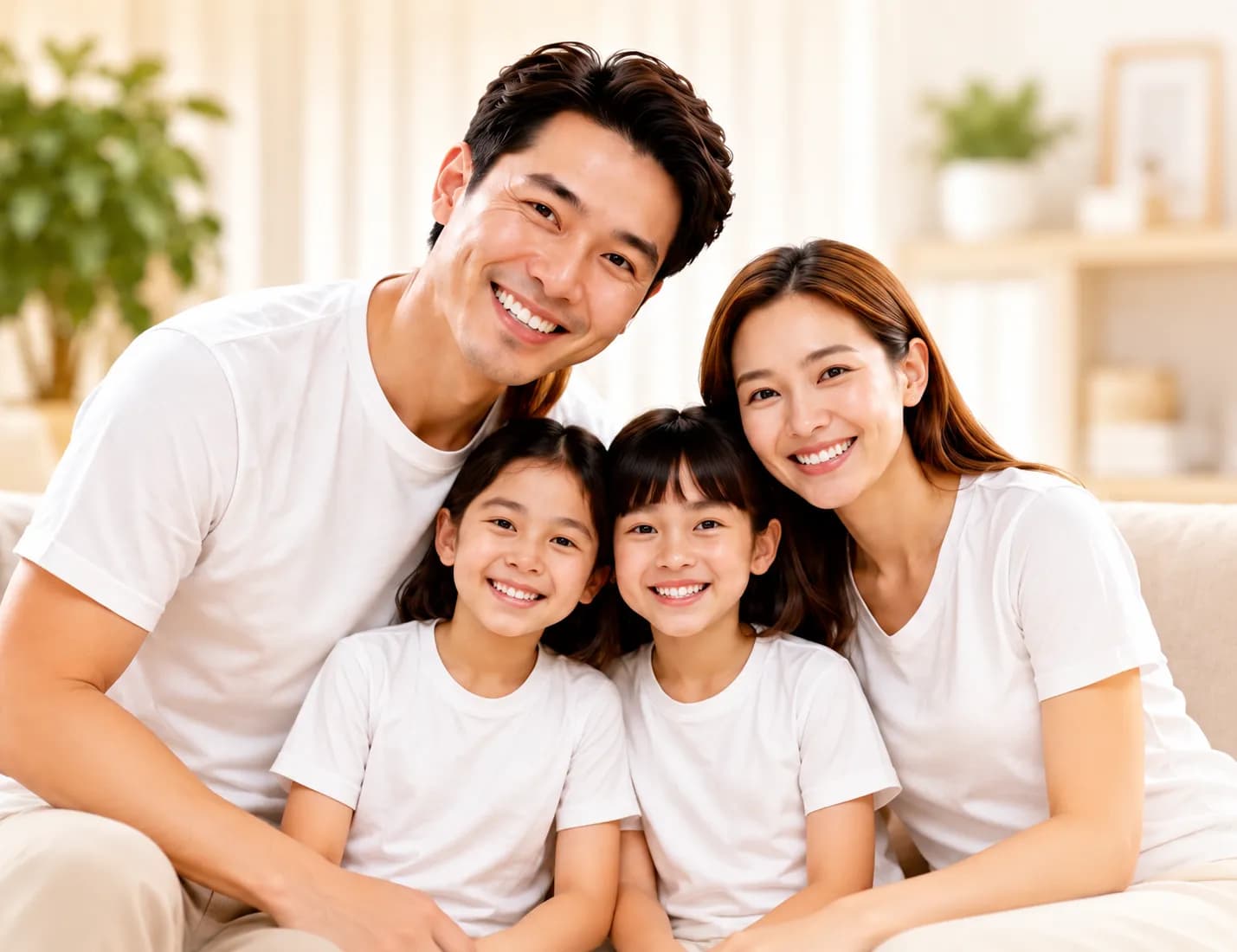 Gia đình cười tươi